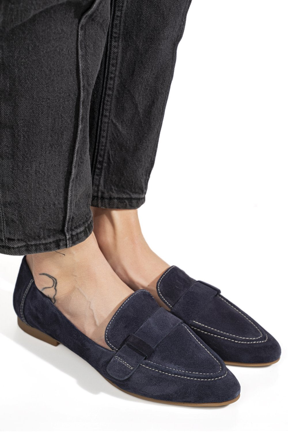 Loafers Piele Naturala Minis Navy Suede - Bellini