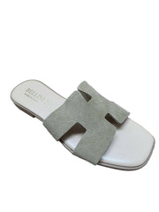Papuci Piele Naturala Lux Vibe Taupe Suede Bellini