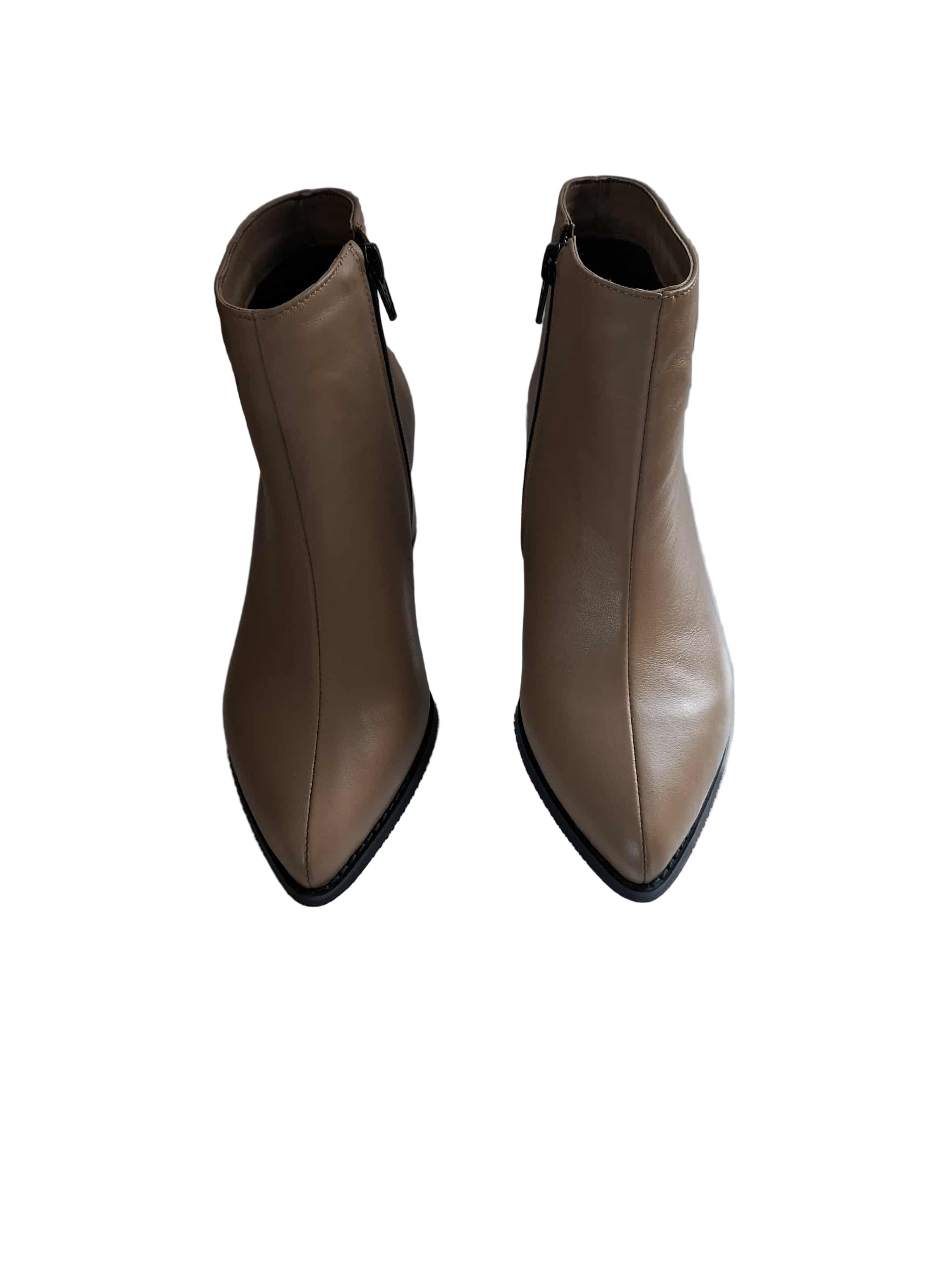 Botine Piele Naturala Savina Taupe Box
