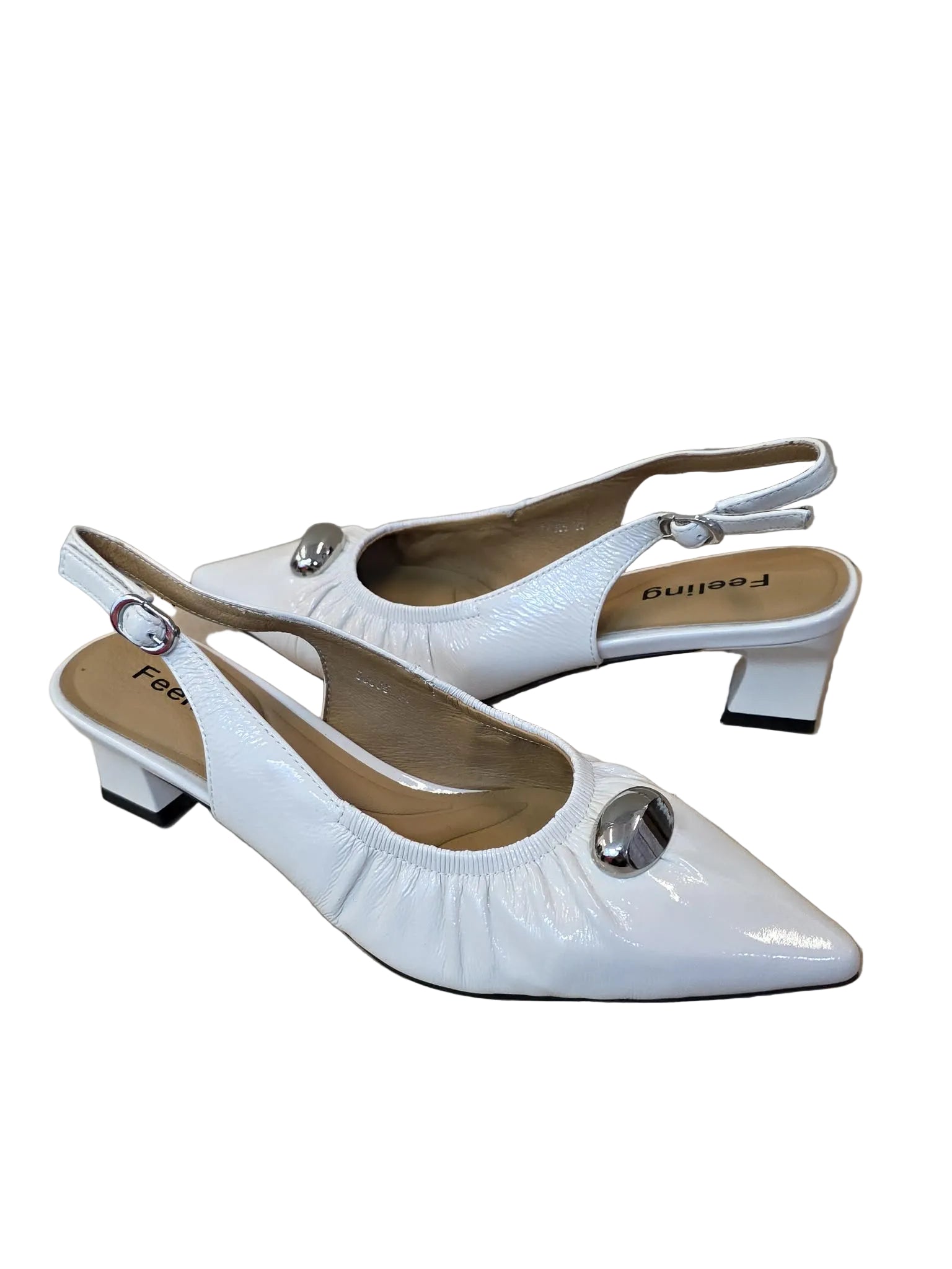 Pantofi Piele Naturala Feeling 58038 Ivory Patent