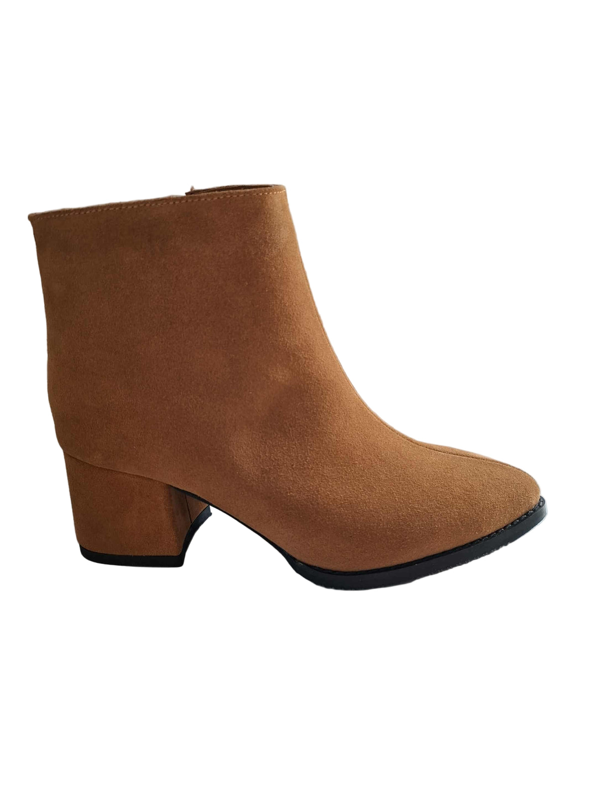 Botine Piele Naturala Savina Cognac Suede - Dolly Shoes