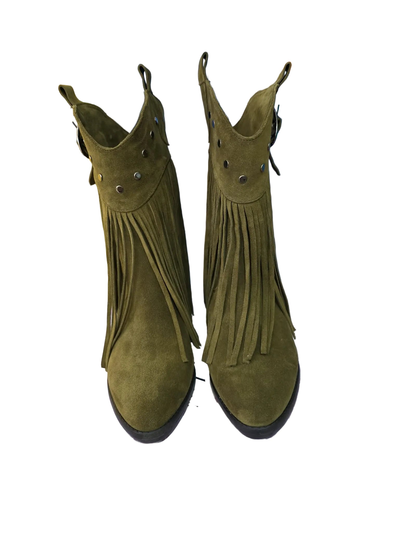 Botine Piele Naturala Giulia Green Suede - Dolly Shoes
