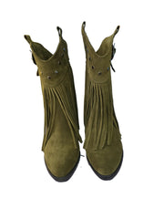 Botine Piele Naturala Giulia Green Suede - Dolly Shoes