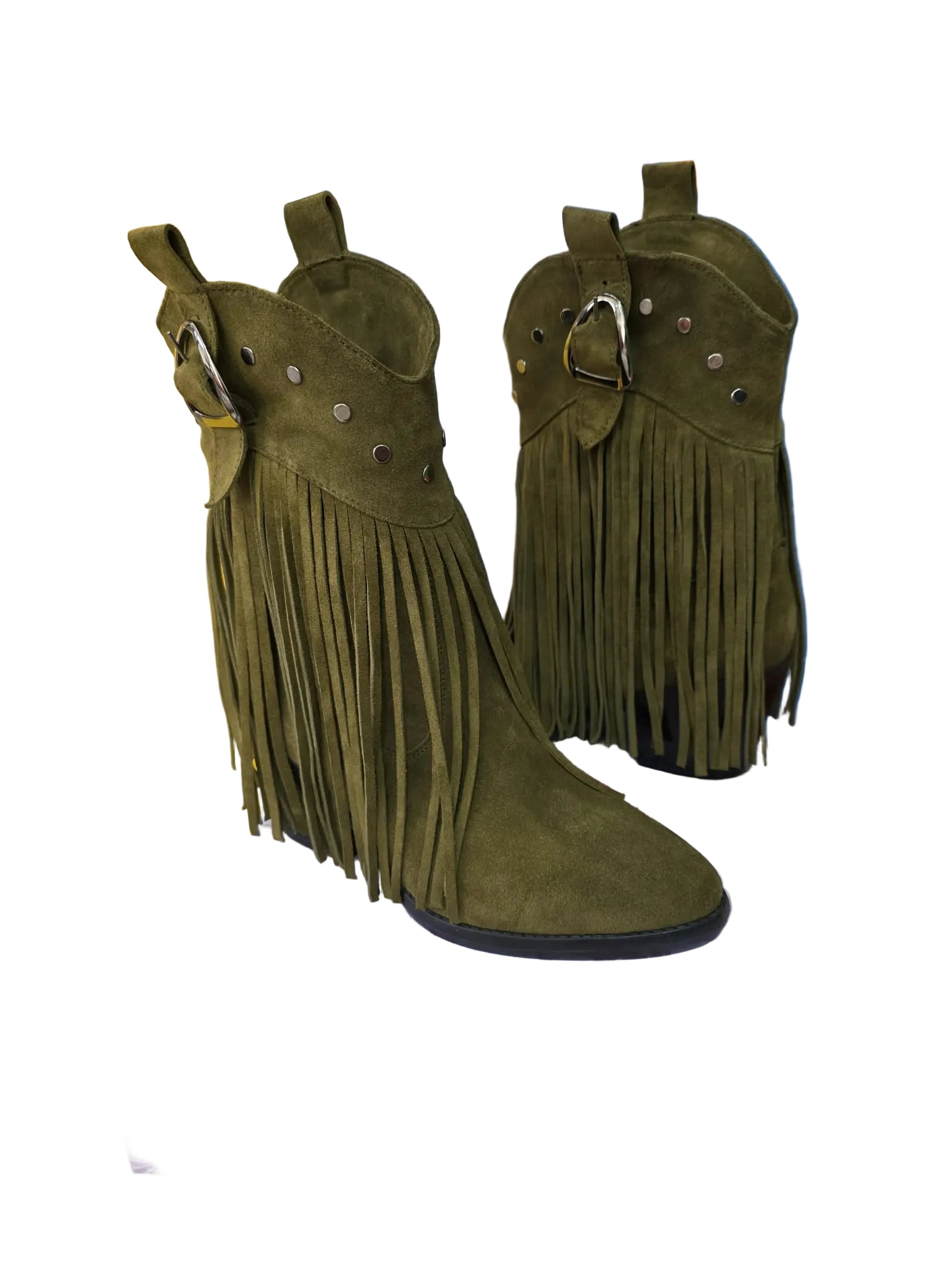 Botine Piele Naturala Giulia Green Suede - Dolly Shoes