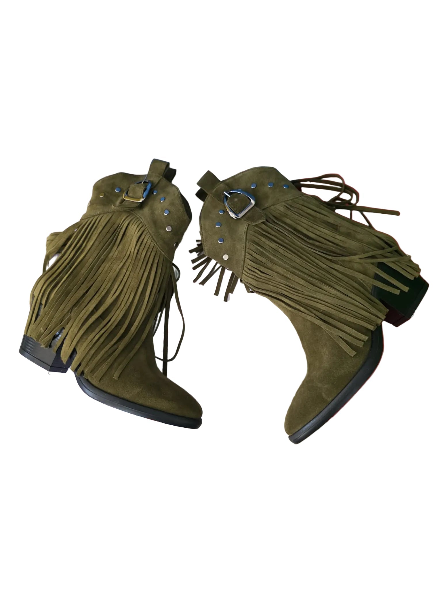 Botine Piele Naturala Giulia Green Suede - Dolly Shoes