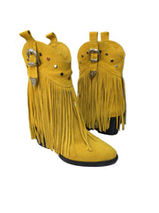 Botine Piele Naturala Giulia Yellow Suede - Dolly Shoes