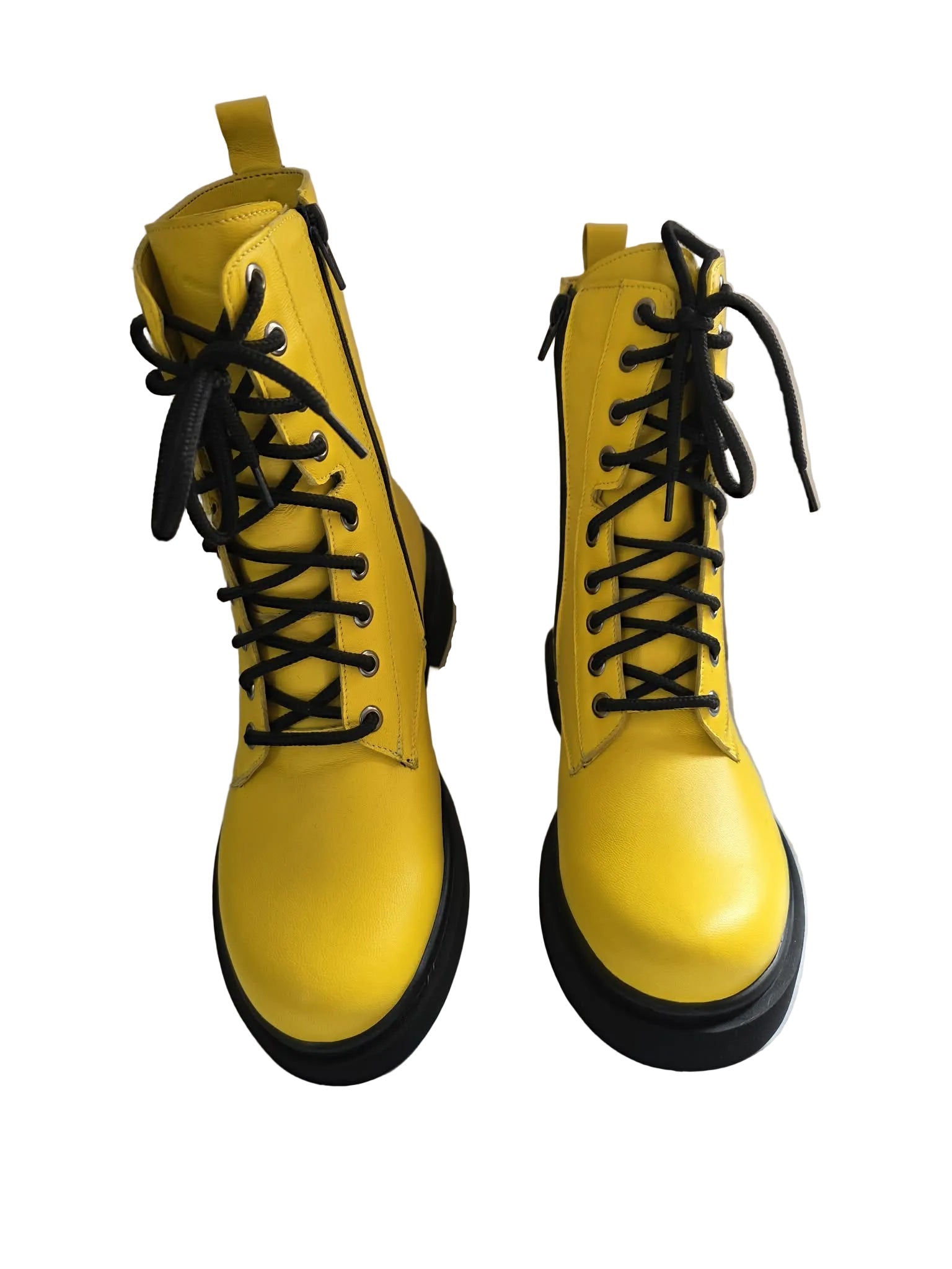 Ghete Piele Naturala Mary Yellow - Dolly Shoes
