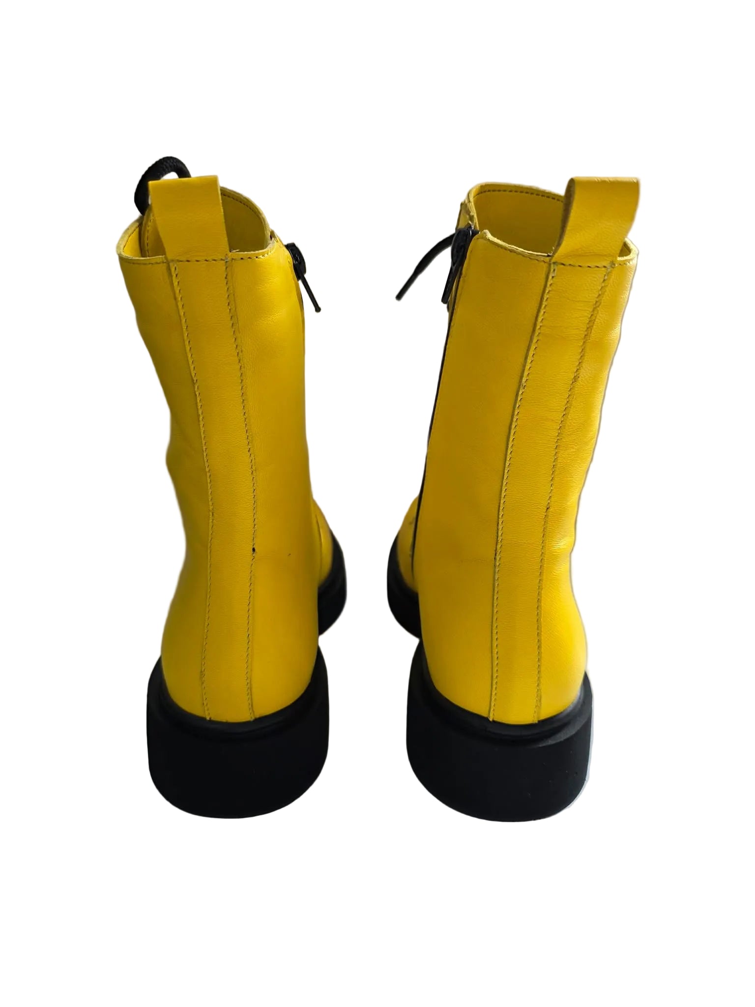 Ghete Piele Naturala Mary Yellow - Dolly Shoes