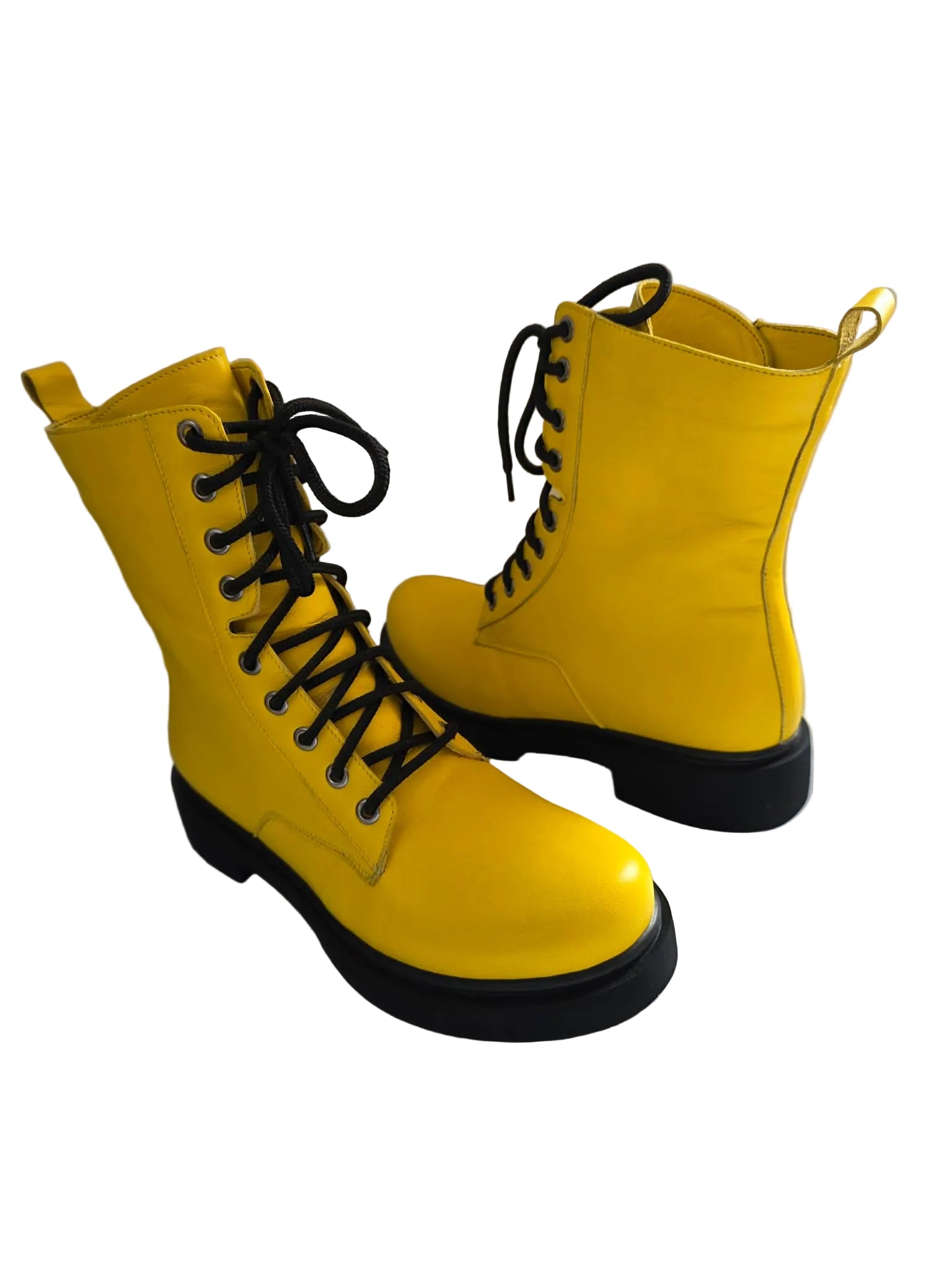 Ghete Piele Naturala Mary Yellow - Dolly Shoes