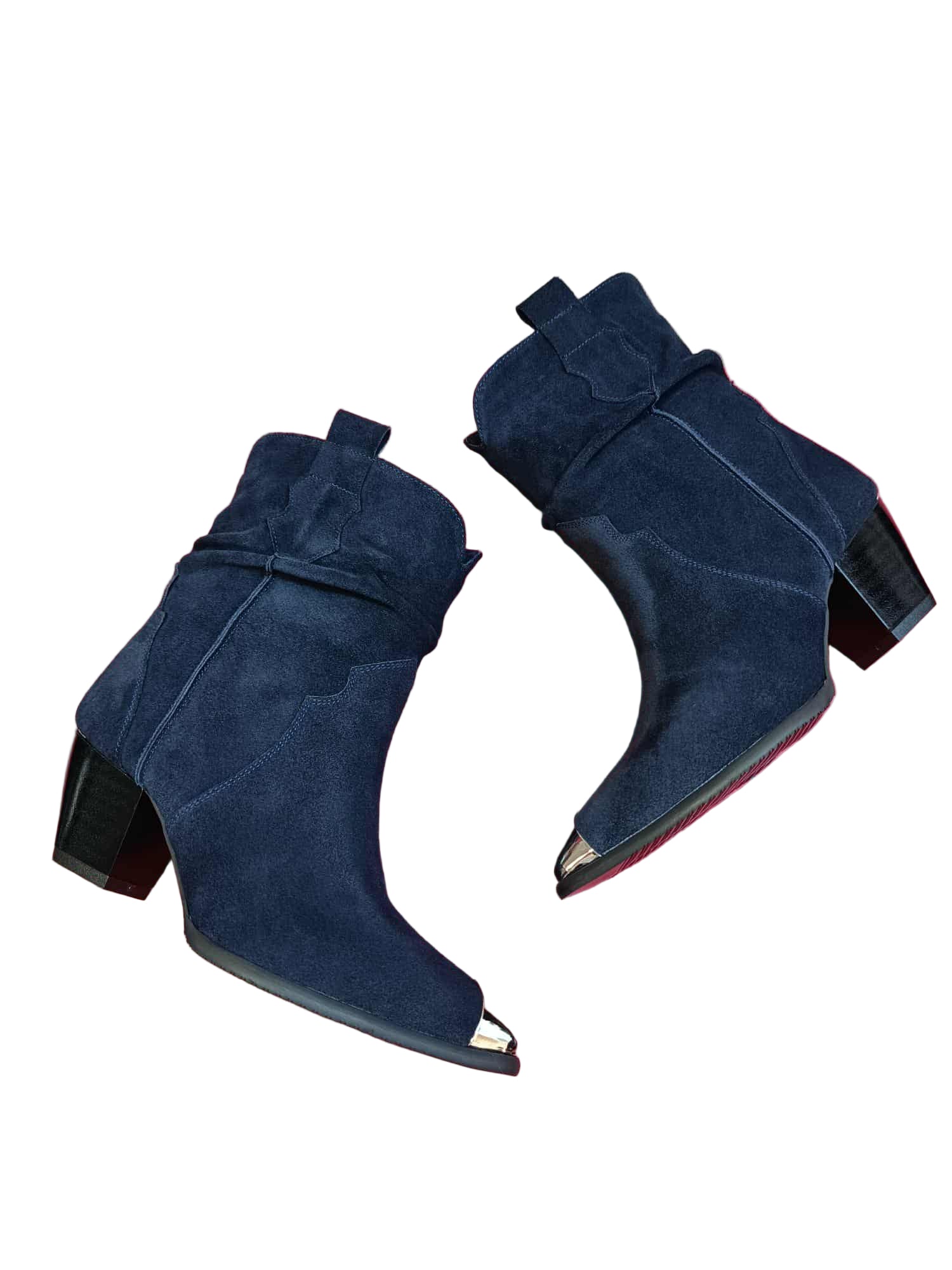 Botine Piele Naturala Ydalia Blue Suede - Dolly Shoes