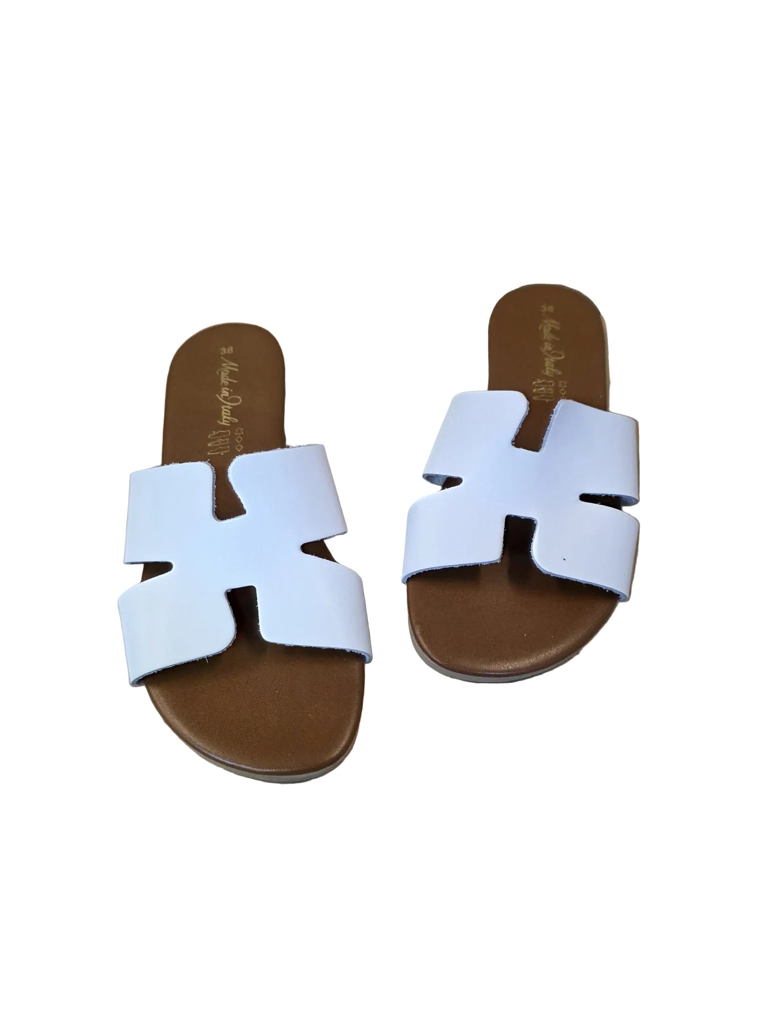 Papuci Piele Naturala Lux Vibe Italy Bianco