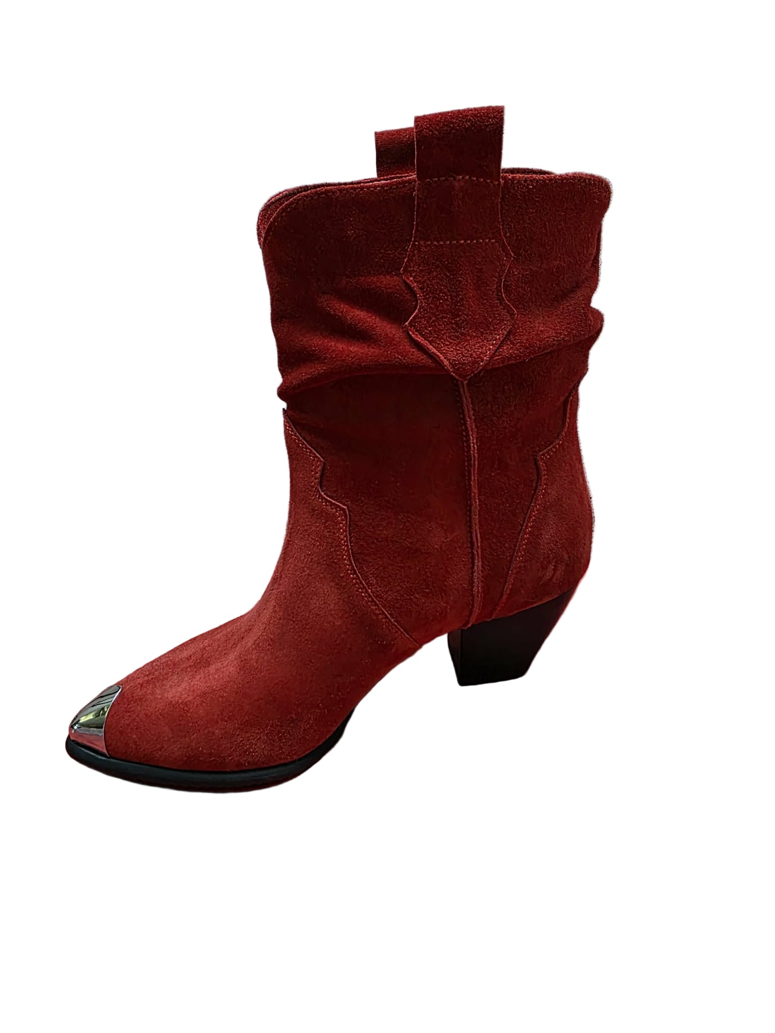 Botine Piele Naturala Ydalia Red Suede - Dolly Shoes