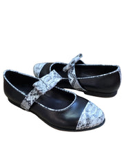 Balerini Piele Naturala Alina Black Snake - Dolly Shoes