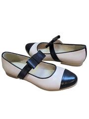 Balerini Piele Naturala Alina Beige Black - Dolly Shoes