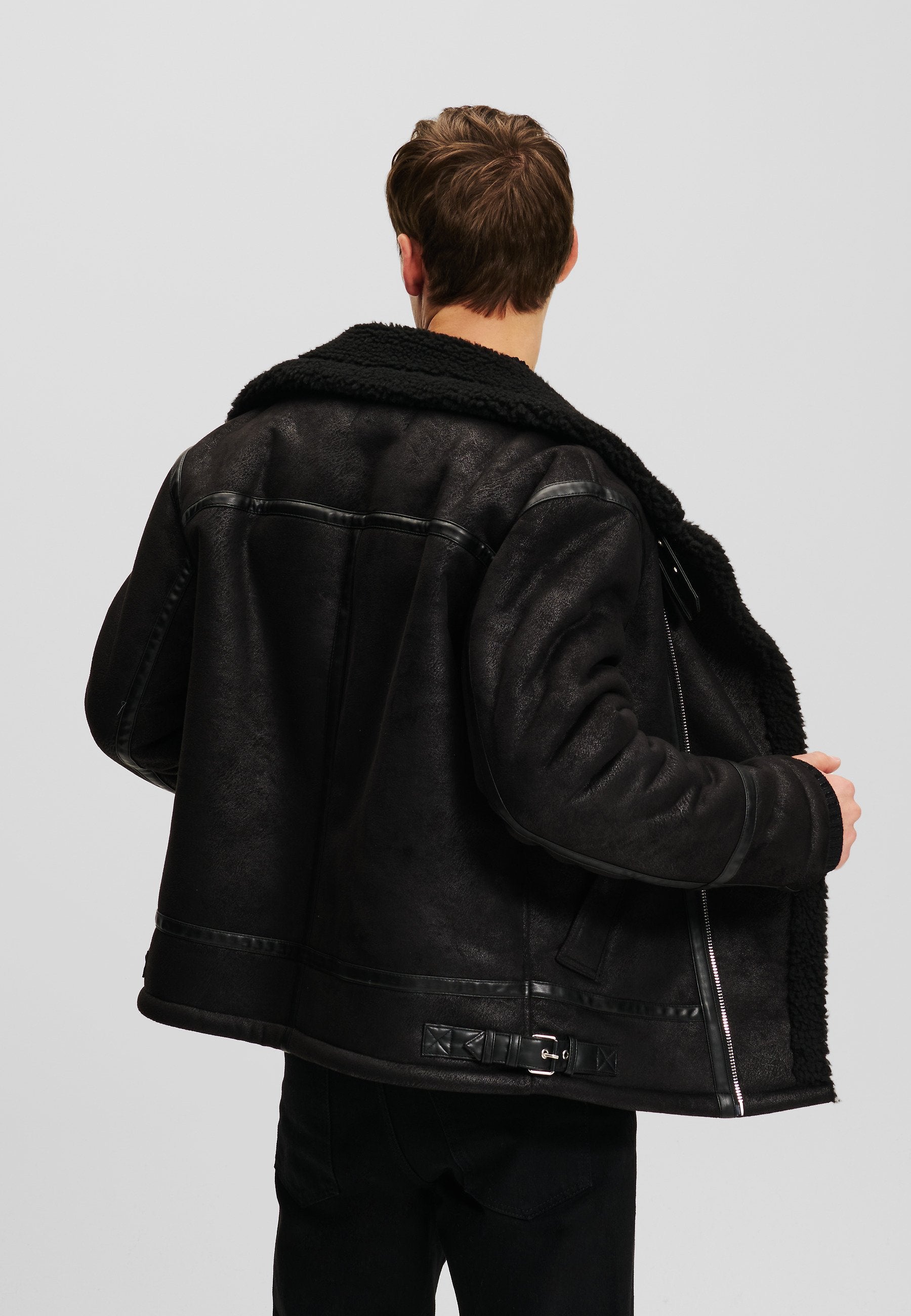 Geaca-Jacheta  Faux Leather Shearling Men Karl Lagerfeld