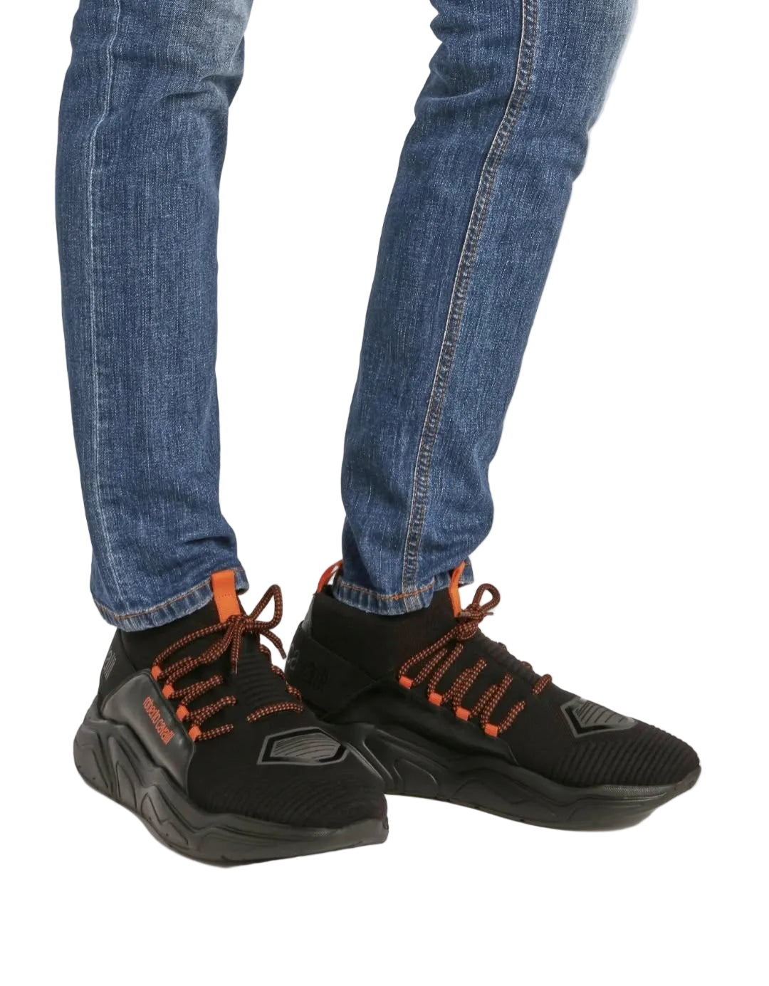 Sneakers Black Contrast Logo Strap - Roberto Cavalli