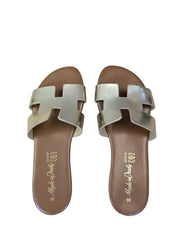 Papuci Piele Naturala Lux Vibe Italy Platino