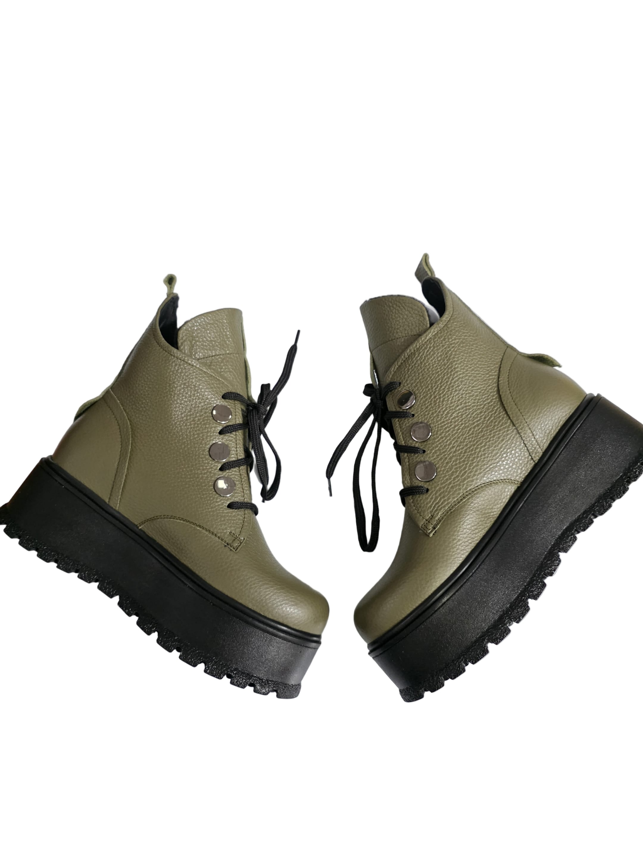 Ghete Piele Naturala Desiree Bizon Olive - Dolly Shoes