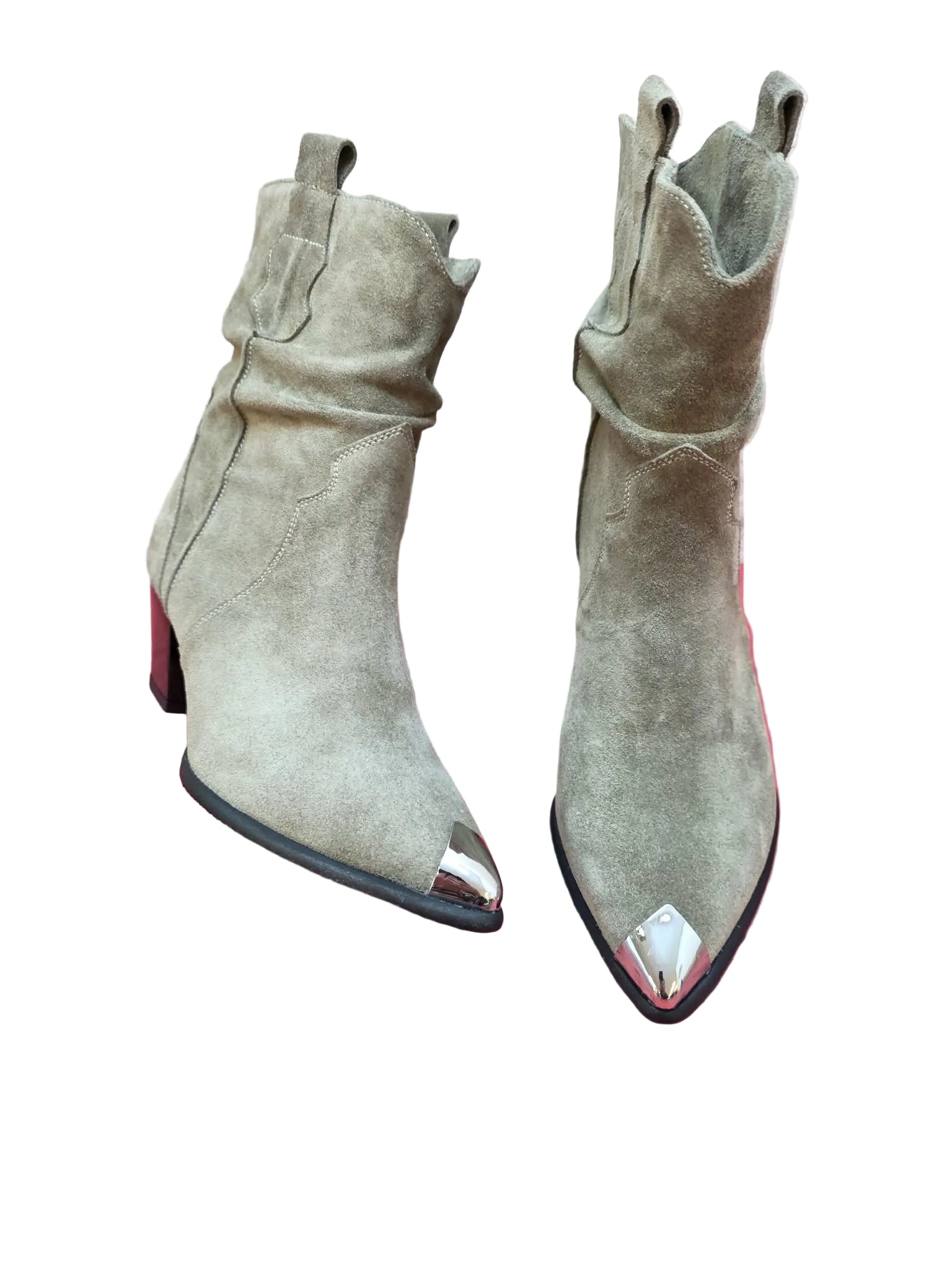 Botine Piele Naturala Ydalia Taupe Suede - Dolly Shoes