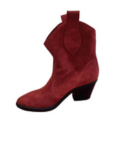 Botine Piele Naturala Sara Red Suede - Dolly Shoes