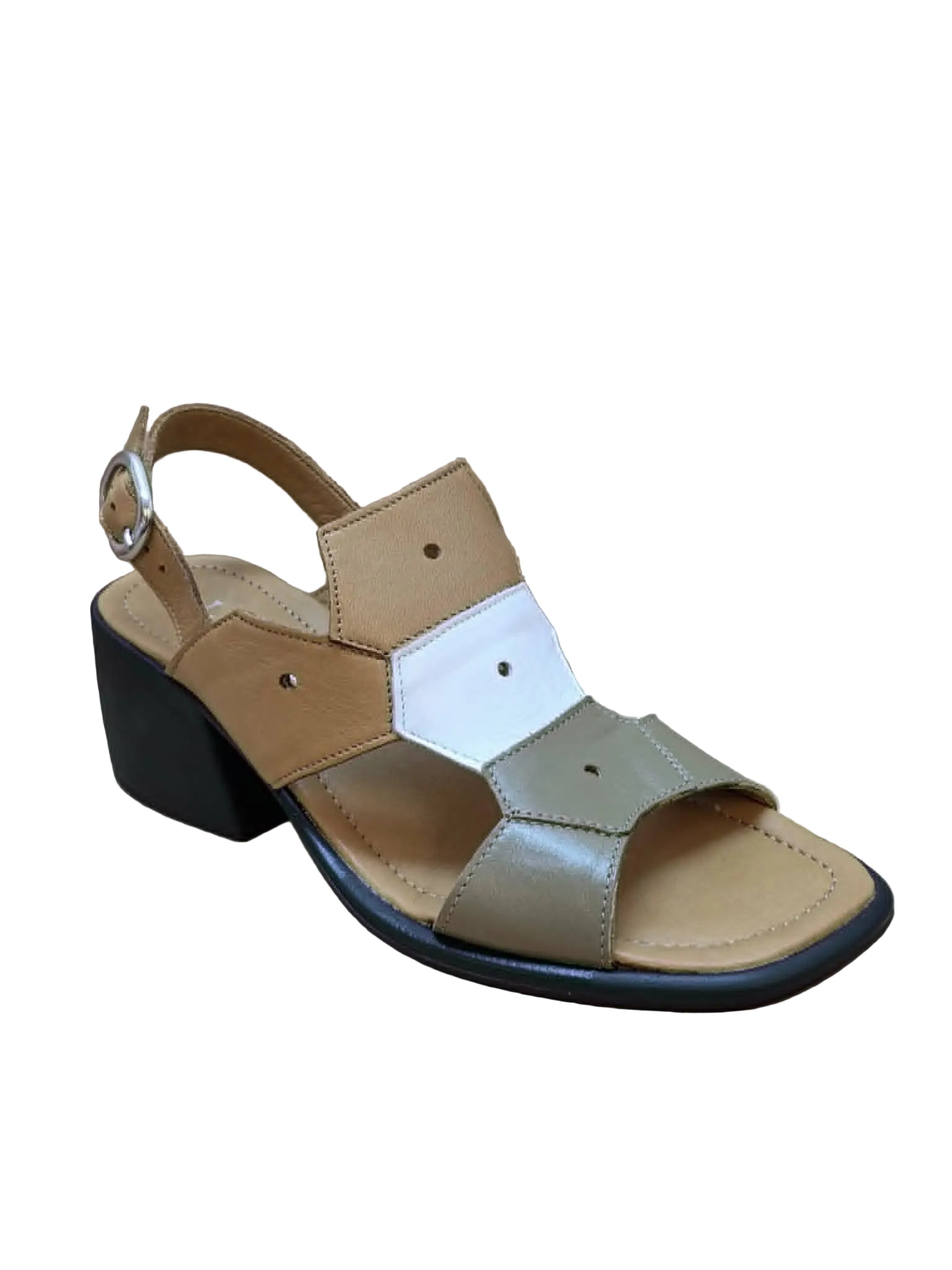 Sandale Piele Naturala Magda Havan-Olive-White