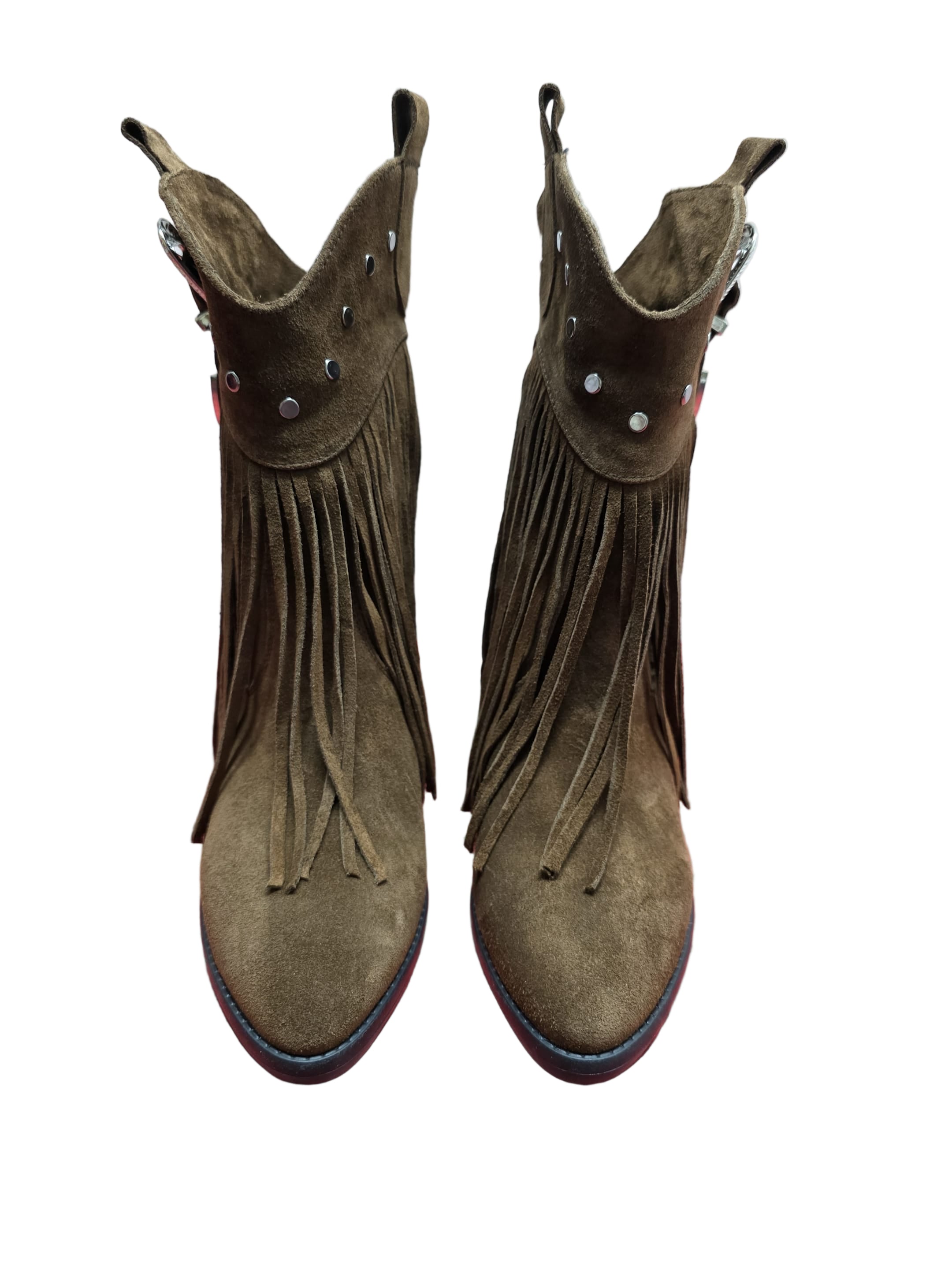 Botine Piele Naturala Giulia Brown Suede - Dolly Shoes