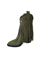 Botine Piele Naturala Giulia Buffo Olive - Dolly Shoes