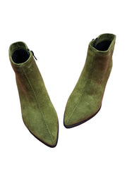 Botine Piele Naturala Savina Olive Suede - Dolly Shoes
