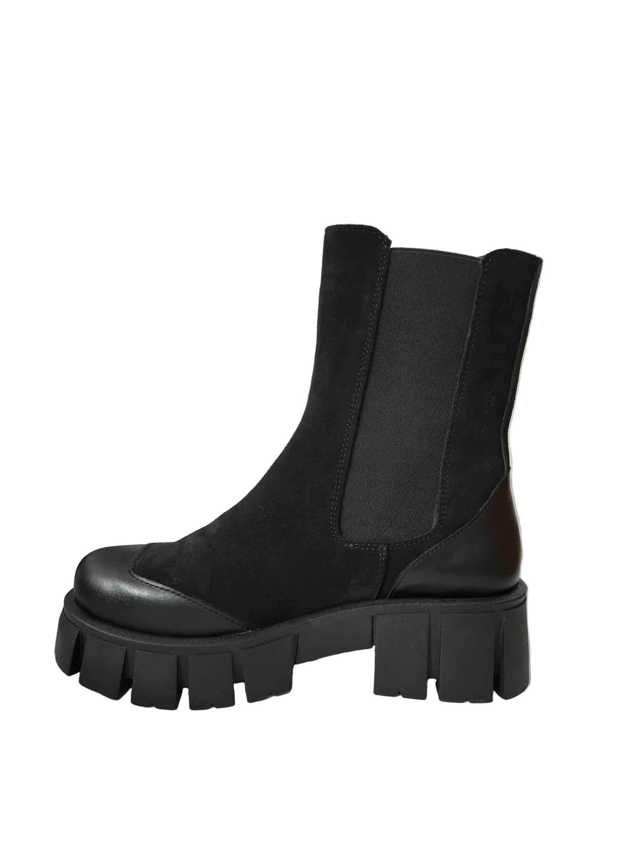 Ghete Piele Naturala Sophia Black Comb - Dolly Shoes