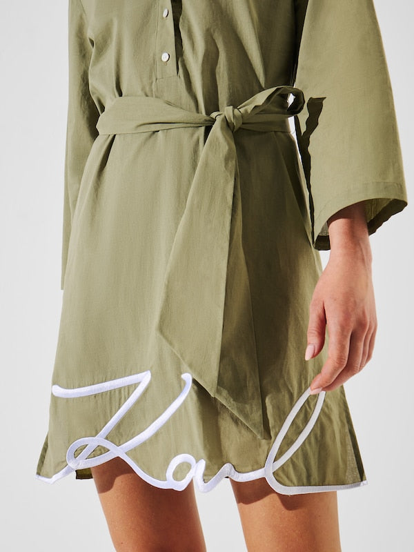 Rochie Signature Beach Oil Green - Karl Lagerfeld
