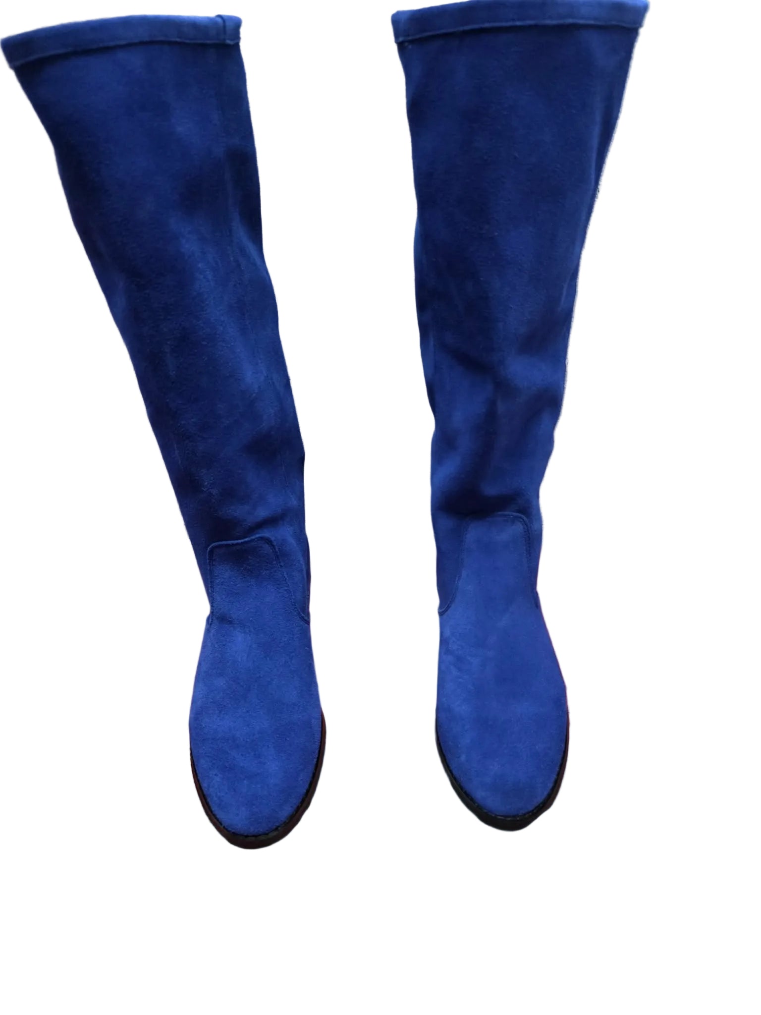 Cizme Piele Naturala Roberta Royal Blu Suede - Dolly Shoes