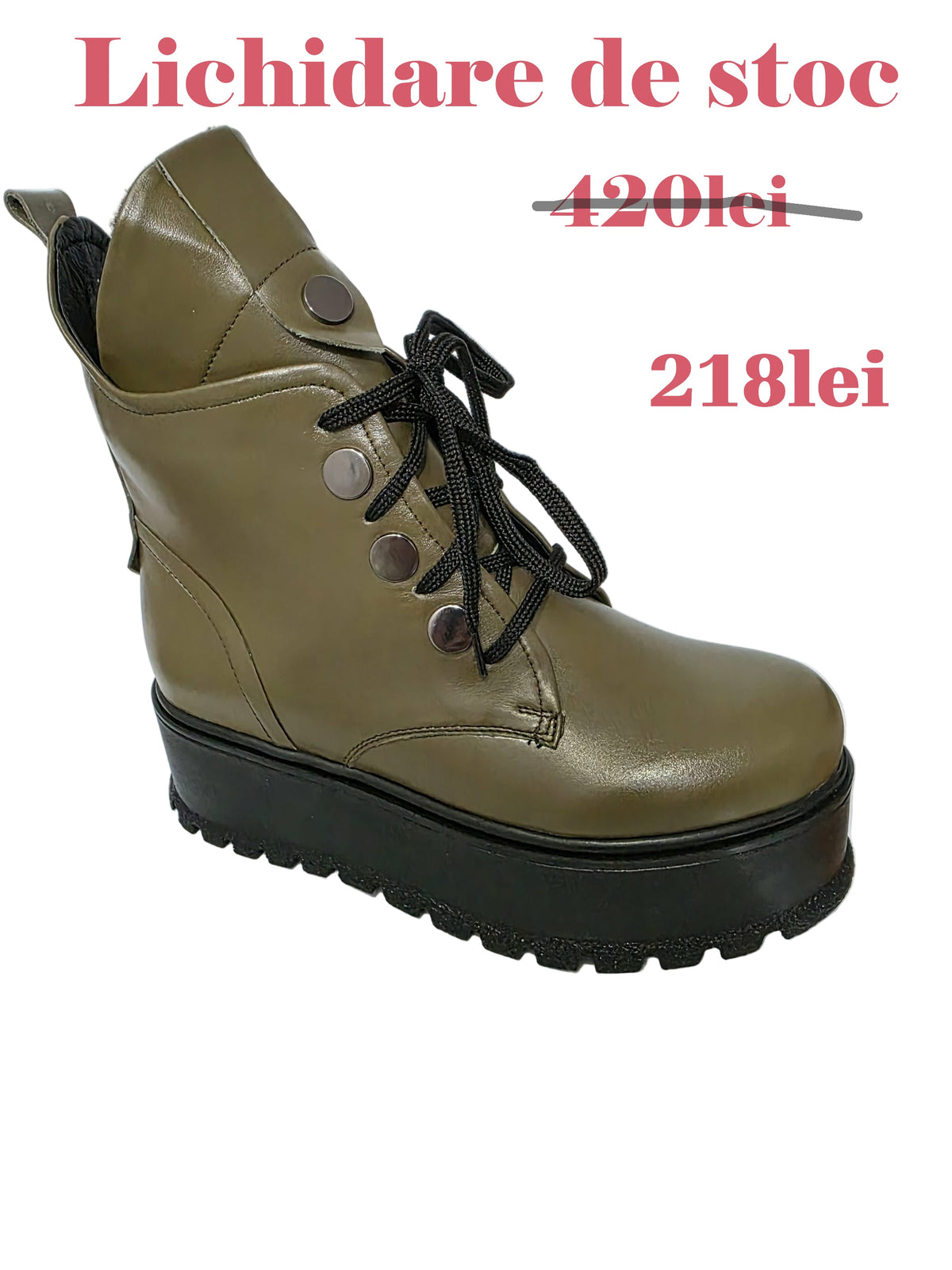 Ghete Piele Naturala Desiree Olive - Dolly Shoes