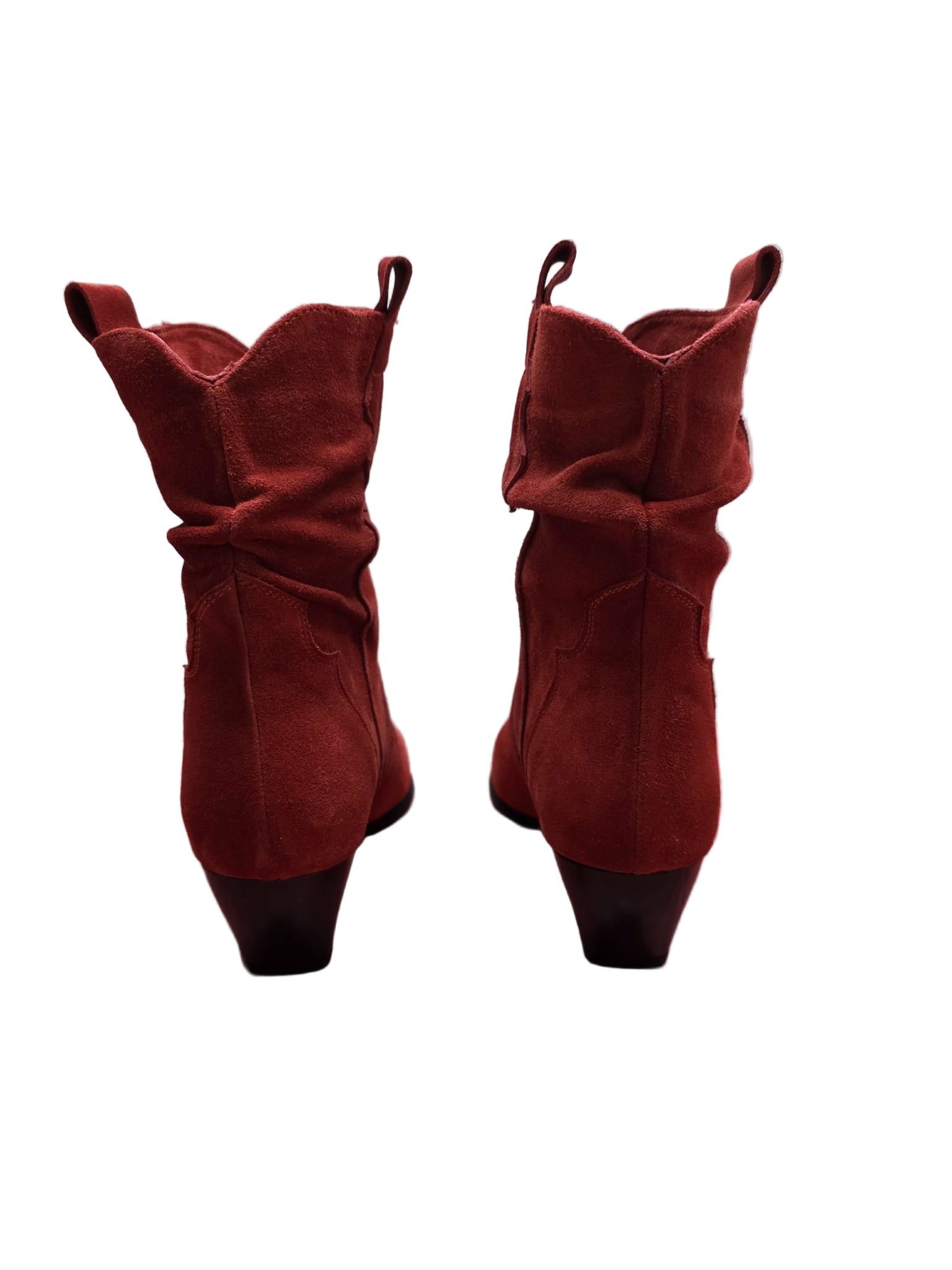 Botine Piele Naturala Ydalia Red Suede - Dolly Shoes