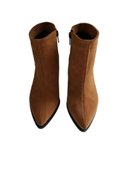 Botine Piele Naturala Savina Cognac Suede - Dolly Shoes