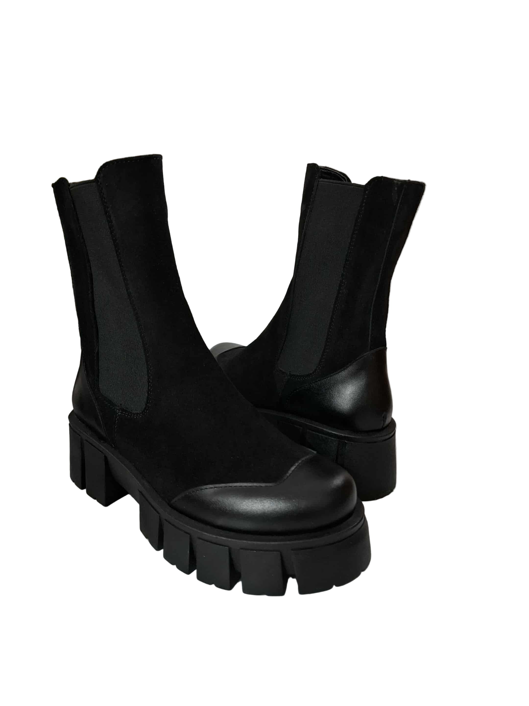 Ghete Piele Naturala Sophia Black Comb - Dolly Shoes