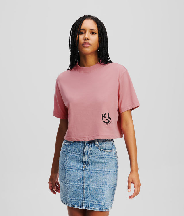 Tricou Cropped Monogram Tee Foxglove - Karl Lagerfeld
