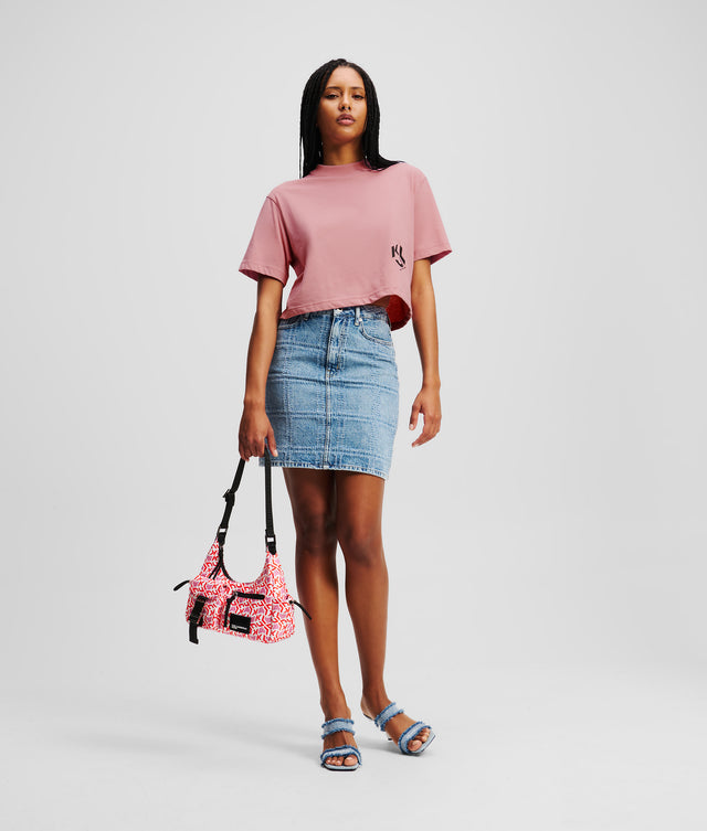 Tricou Cropped Monogram Tee Foxglove - Karl Lagerfeld