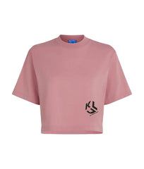 Tricou Cropped Monogram Tee Foxglove - Karl Lagerfeld