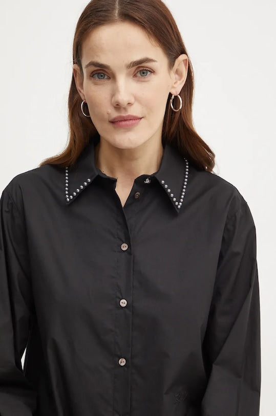 Camasa Pearl Embellished Tunic Cotton Black - Karl Lagerfeld