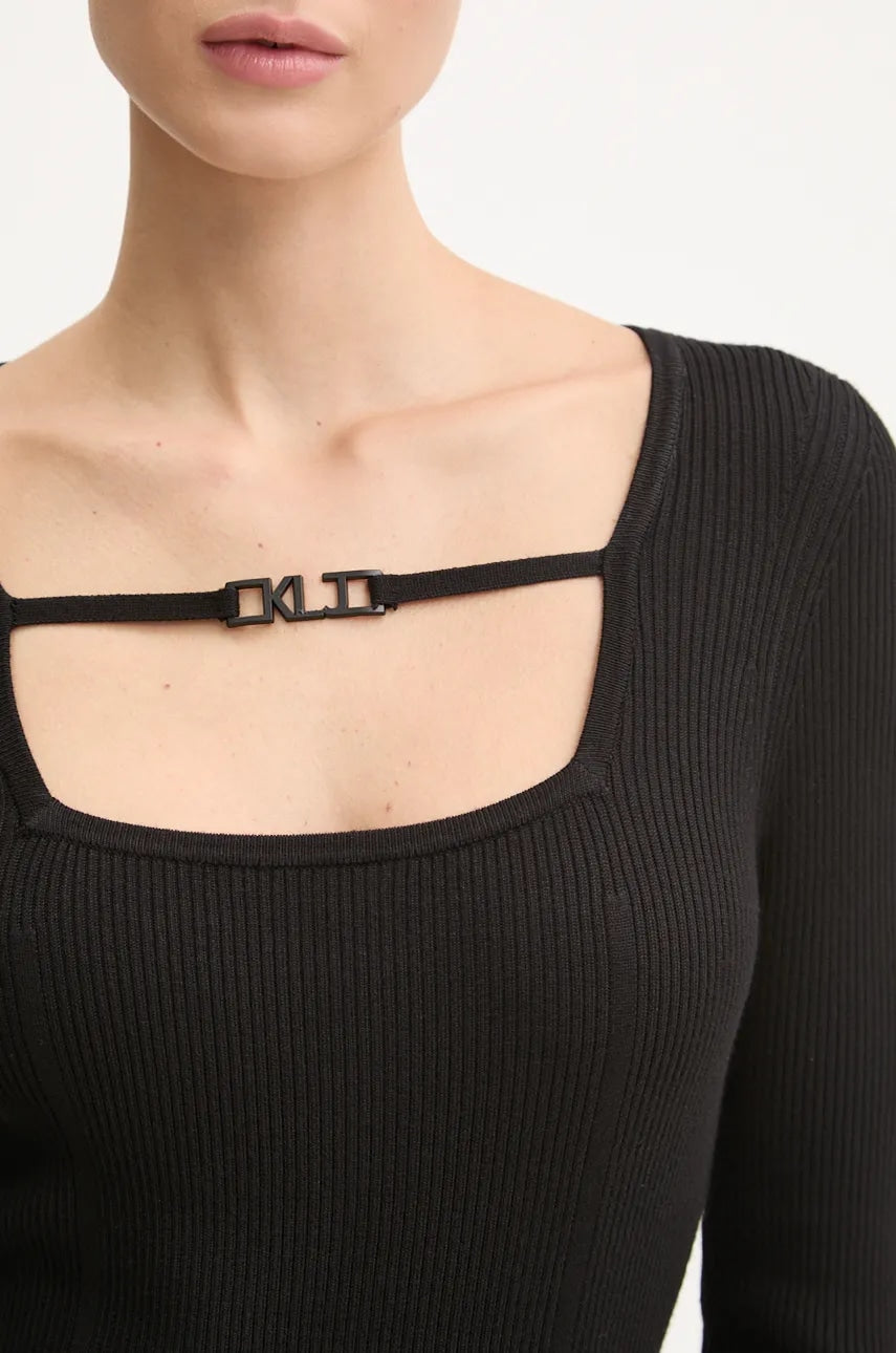 Rochie Knitted Logo Black - Karl Lagerfeld