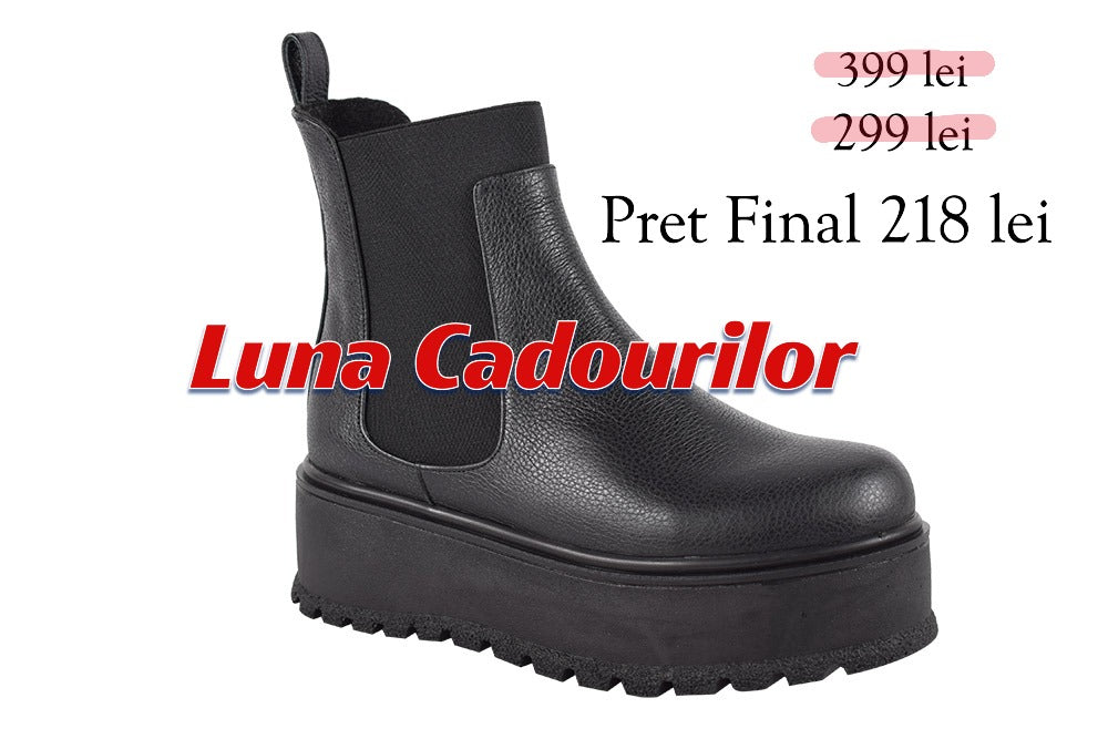 Ghete Piele Naturala Eros Botal Black