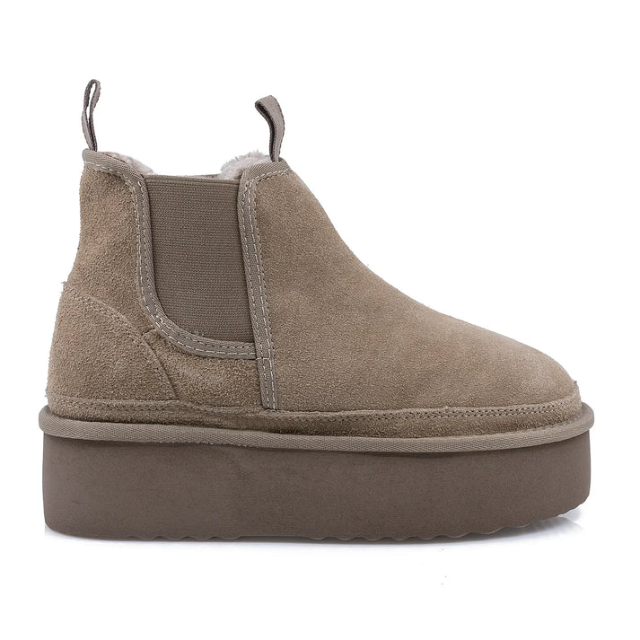 Ghete Piele Naturala Tip UGG  Taupe- Energy
