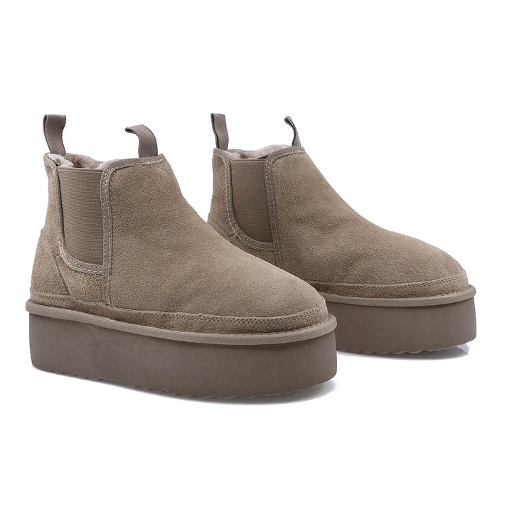 Ghete Piele Naturala Tip UGG  Taupe- Energy