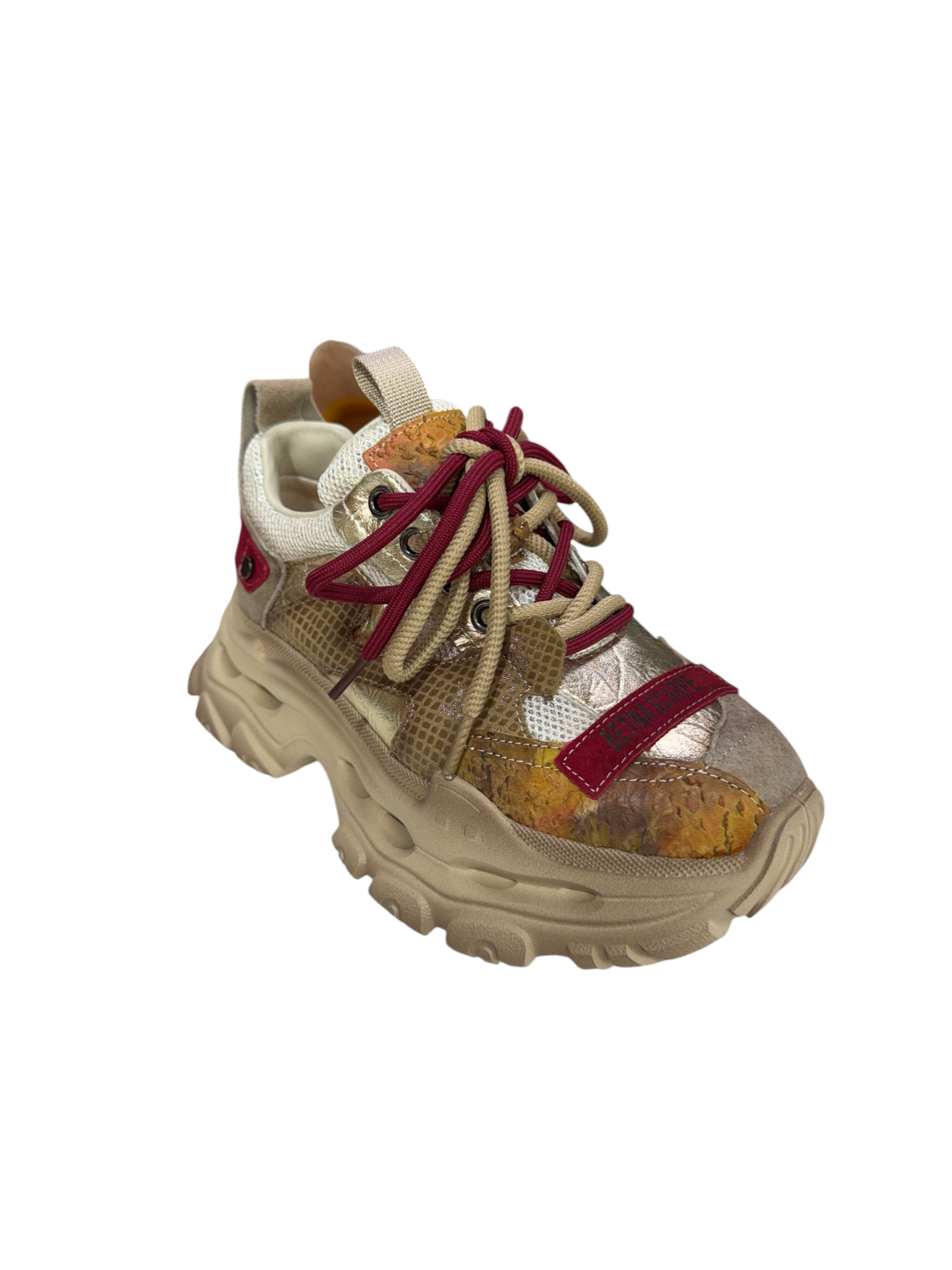 Sneakers Piele Naturala Y2928 Yellow/Red - Betina Scarpe