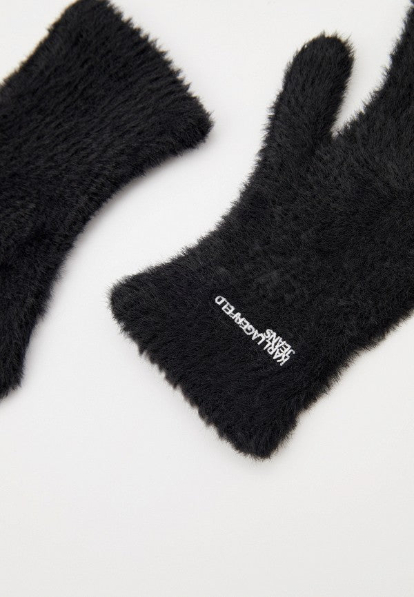 Mănuși Dama  Karl Lagerfeld Furry Logo Black