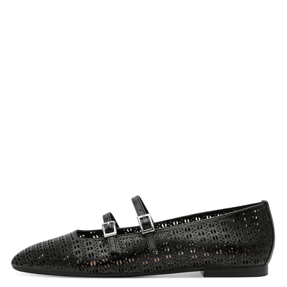 Balerini Piele Naturala Iulia BLACK STRUCT. - Tamaris