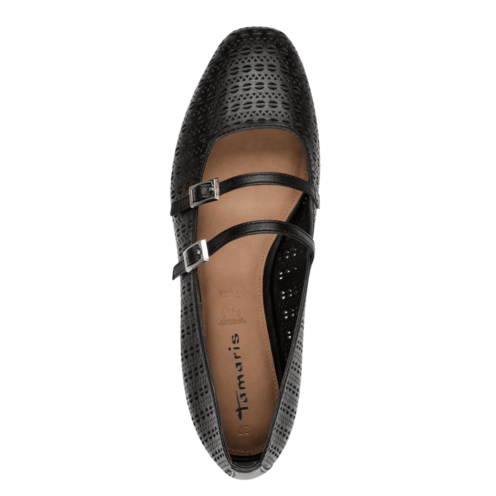 Balerini Piele Naturala Iulia BLACK STRUCT. - Tamaris
