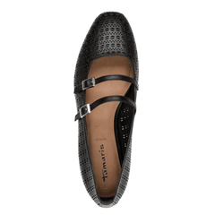 Balerini Piele Naturala Iulia BLACK STRUCT. - Tamaris