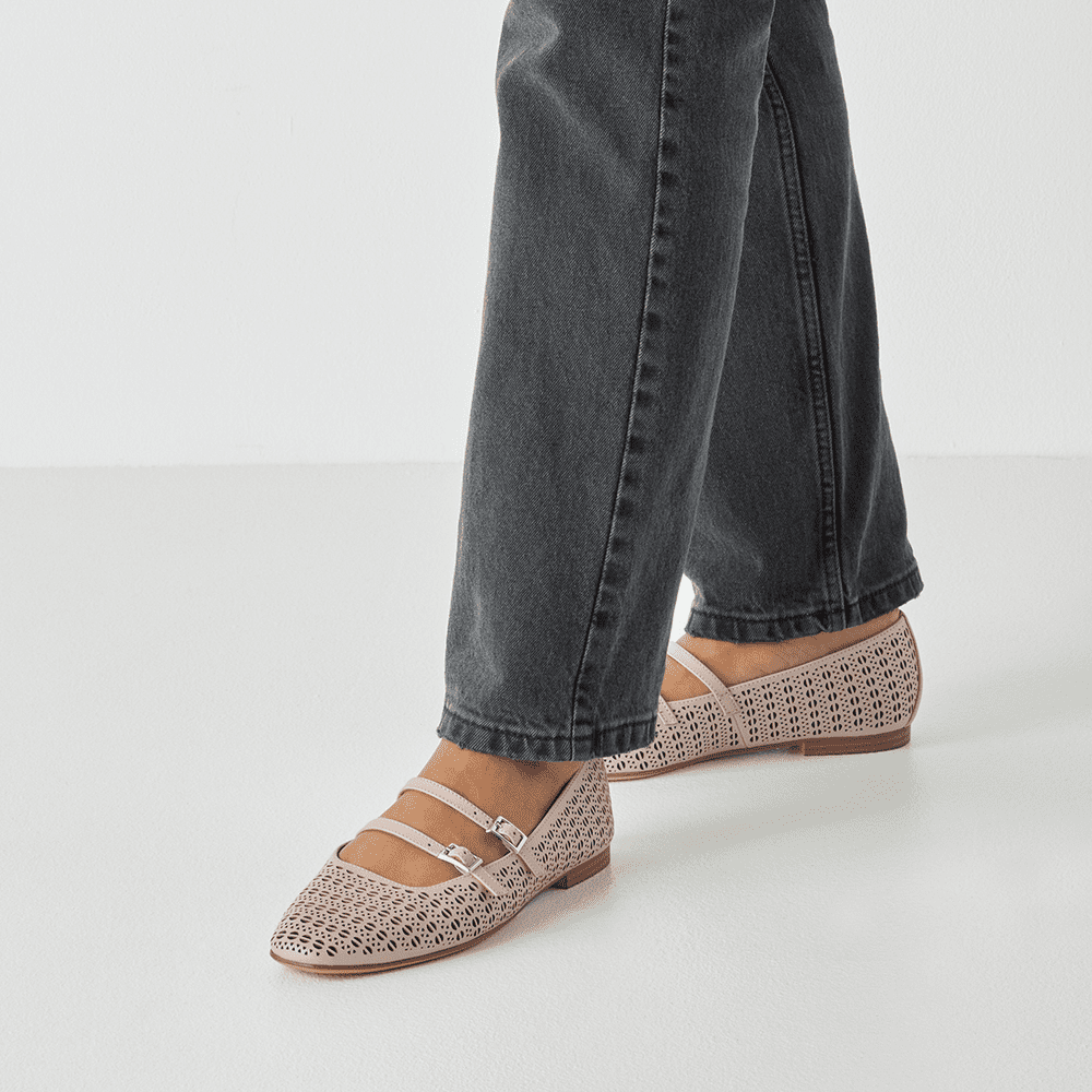Balerini Piele Naturala Iulia NUDE Perforat - Tamaris