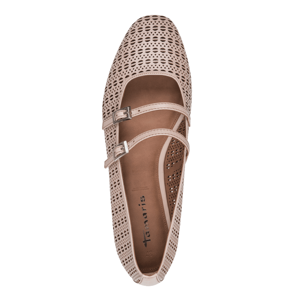 Balerini Piele Naturala Iulia NUDE Perforat - Tamaris